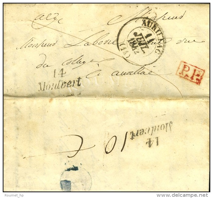 14 / Montvert (frappe R&eacute;p&eacute;t&eacute;e Au Verso) P.P. Rouge C&agrave;d T 13 AURILLAC (14). 1842. - SUP. - Other & Unclassified