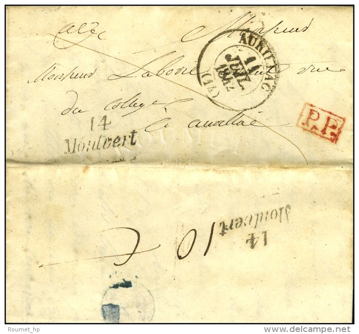 14 / Montvert (frappe R&eacute;p&eacute;t&eacute;e Au Verso) P.P. Rouge C&agrave;d T 13 AURILLAC (14). 1842. - SUP. - Sonstige & Ohne Zuordnung