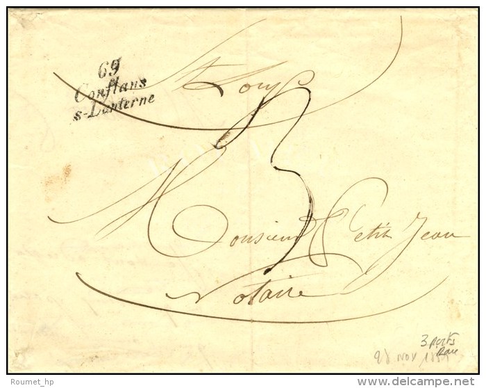 69 / Conflans-s-Lanterne Sur Lettre En Triple Port Local Pour St Loup. 1851. - SUP. - Sonstige & Ohne Zuordnung