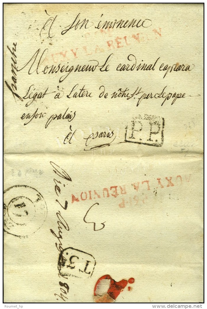 P. 61. P. / AUXY LA REUNION Rouge (NR D'Auxi Le Ch&acirc;teau) (marque R&eacute;p&eacute;t&eacute;e Au Verso) Sur... - 1701-1800: Vorläufer XVIII