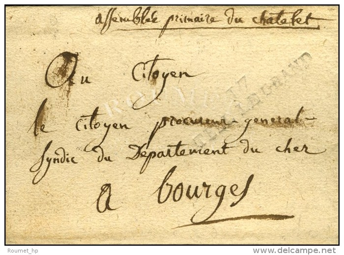 17 / TELL LE GRAND (&agrave; Sec) (NR De Ch&acirc;teaumeillant) Sur Lettre Sans Texte Pour Bourges Avec Mention Au... - 1701-1800: Vorläufer XVIII