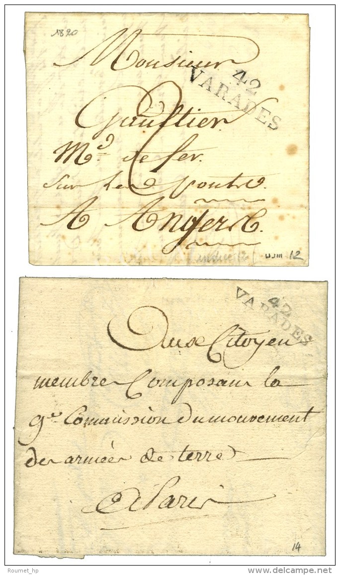 Lot De 2 Lettres De Varade : 42 / VARADE Adress&eacute;e En Franchise Dat&eacute;e De Monglonne An 4 Et Idem 1820.... - Sonstige & Ohne Zuordnung