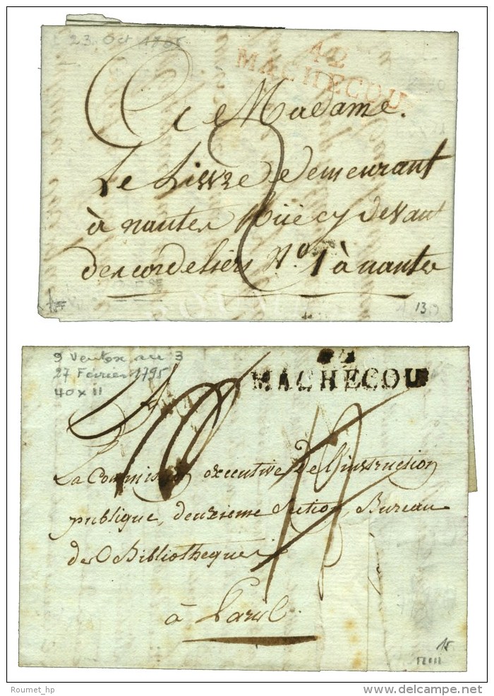 Lot De 2 Lettres De Machecoul : 42 / MACHECOU 1795 Et Idem Rouge 1805. - TB / SUP. - Sonstige & Ohne Zuordnung