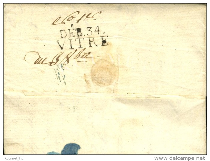 DEB. 34. / VITRE Sur Lettre Avec Texte Dat&eacute; 1825. - SUP. - R. - Sonstige & Ohne Zuordnung