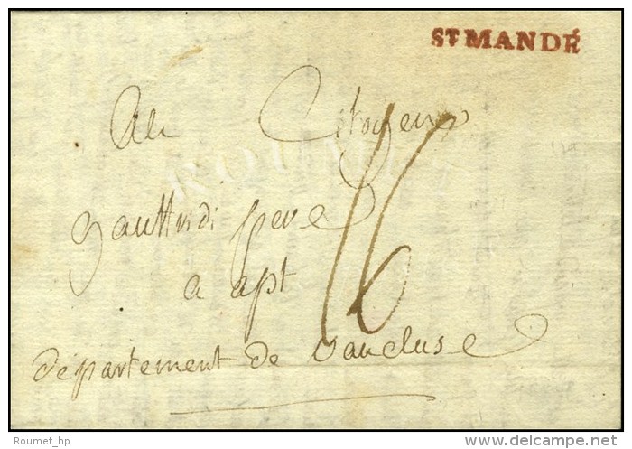 ST MANDE Rouge Sur Lettre Avec Texte Dat&eacute; 1795. - SUP. - R. - 1701-1800: Vorläufer XVIII