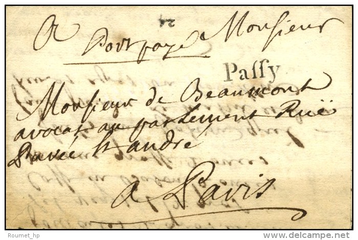 PAFFY Noir + '' Port Pay&eacute; '' Sur Lettre Avec Texte Dat&eacute; De Passy '' Ce 23 Juillet Au Soir '' (1763).... - 1701-1800: Vorläufer XVIII