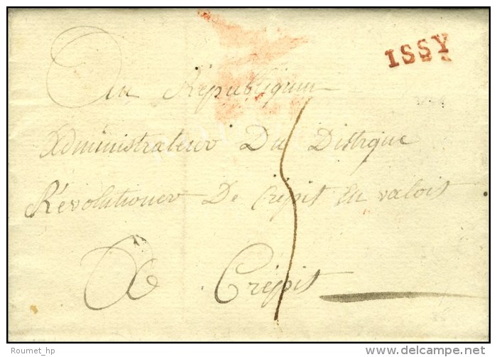ISSY Rouge Sur Lettre Avec Texte Dat&eacute; 1794. - SUP. - RR. - 1701-1800: Vorläufer XVIII