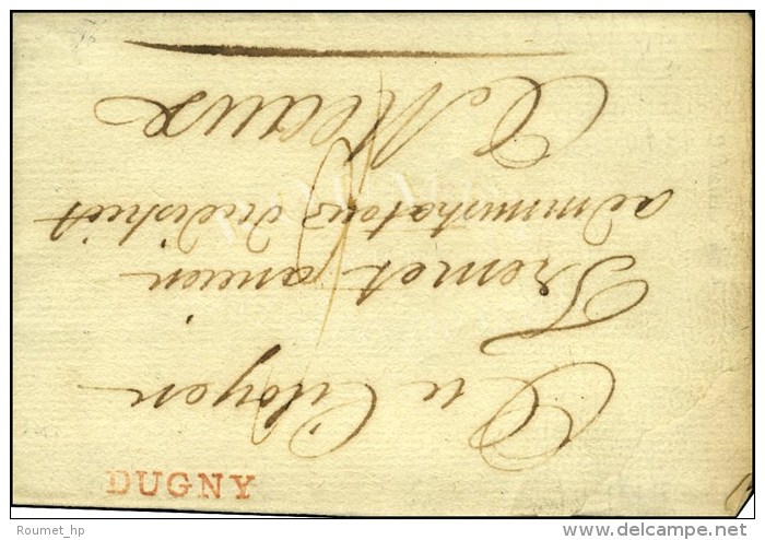 DUGNY Rouge Sur Lettre Avec Texte Dat&eacute; 1795. - TB / SUP. - RR. - 1701-1800: Vorläufer XVIII