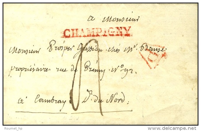 CHAMPIGNY Rouge Sur Lettre Avec Texte Dat&eacute; &agrave; La Chauvernerie. 1821. - TB / SUP. - R. - 1701-1800: Vorläufer XVIII