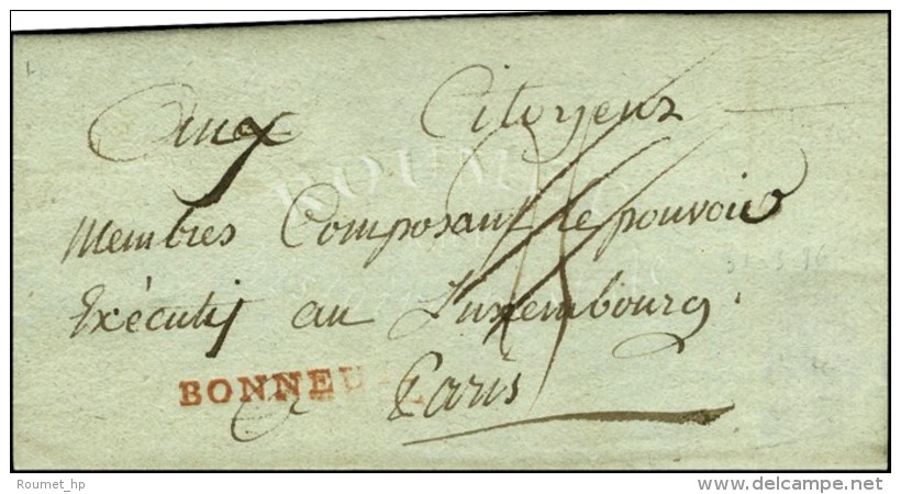 BONNEUIL Rouge Sur Lettre Avec Texte Dat&eacute; 1796. - TB. - R. - 1701-1800: Vorläufer XVIII