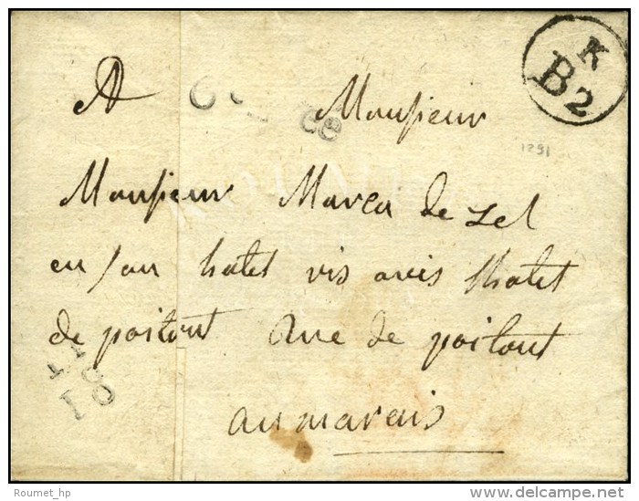 Lettre En Port Pay&eacute; D'un Chef Lieu De Direction K / B2 (L. N&deg; 31) Dat&eacute; 1780. - SUP. - RR. - 1701-1800: Vorläufer XVIII