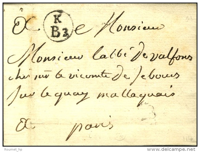 K / B3 (L. N&deg; 31) Sur Lettre Avec Texte Dat&eacute; De St Mand&eacute; 1778. - SUP. - R. - 1701-1800: Vorläufer XVIII