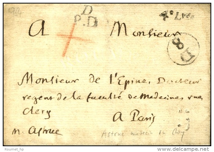 Lettre En Port Du Remise Au Facteur (L. N&deg; 5 B) Dat&eacute;e 1764. - TB / SUP. - R. - 1701-1800: Vorläufer XVIII