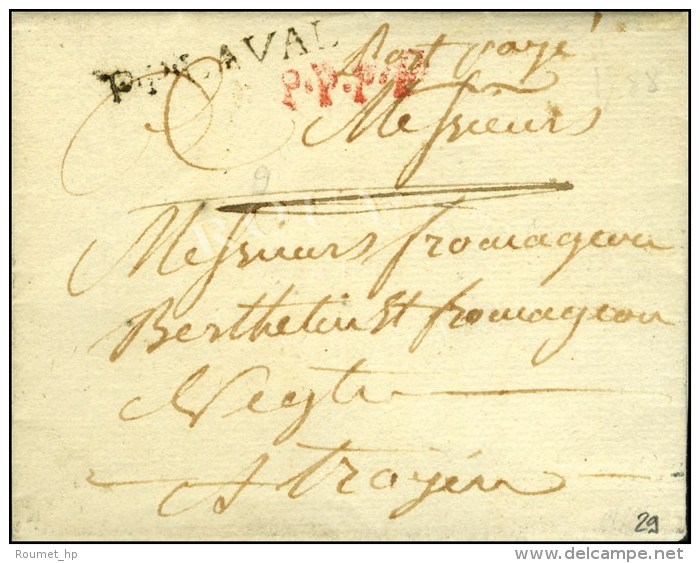 P.P. LAVAL (36 Mm) (L. N&deg; 10) Sur Lettre Sans Texte Non Dat&eacute; (1791). - TB / SUP. - R. - 1701-1800: Vorläufer XVIII