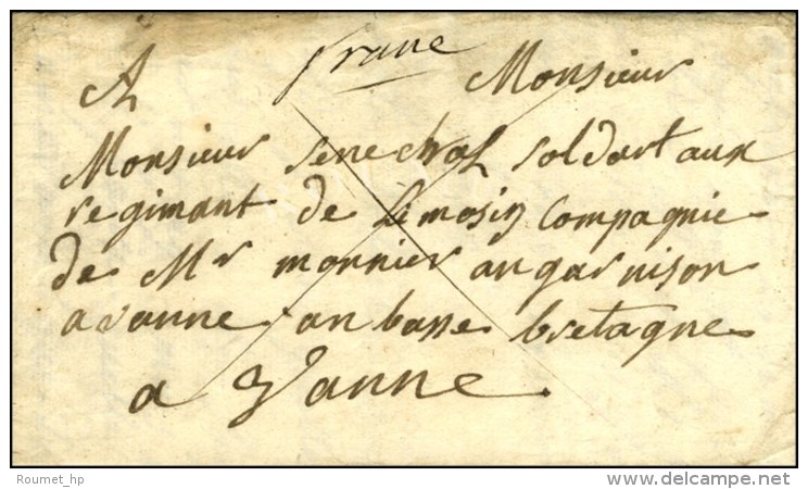 ''Franc '' Sur Lettre Dat&eacute;e De Mayenne En 1760 Adress&eacute;e &agrave; Un Soldat Au R&eacute;giment Du... - 1701-1800: Vorläufer XVIII