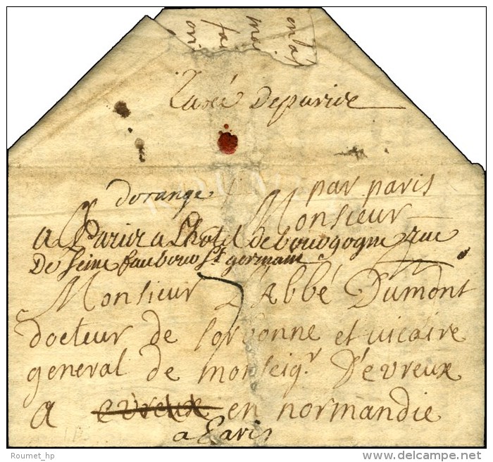 '' D'Orange '' Sur Lettre Avec Texte Dat&eacute; Du 25 Avril 1736 Pour Evreux R&eacute;exp&eacute;di&eacute;e... - 1701-1800: Vorläufer XVIII