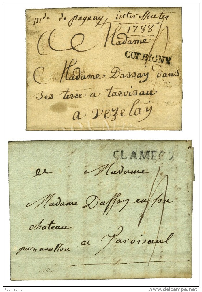 Lot De 2 MP Du 18&egrave;me De La Ni&egrave;vre : Corbigny (L. N&deg; 1) Dat&eacute; &agrave; La Chaize Et Clamecy... - 1701-1800: Vorläufer XVIII