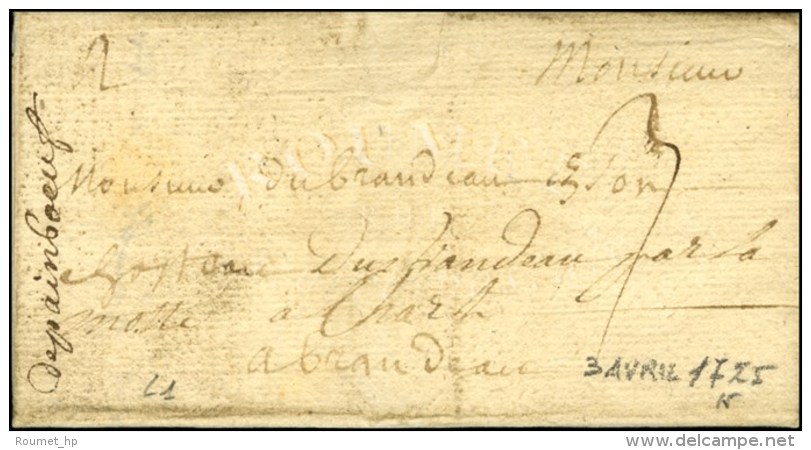 '' De Paimboeuf '' (L. N&deg;1) Sur Lettre Avec Texte Dat&eacute; 1725. - TB. - 1701-1800: Vorläufer XVIII