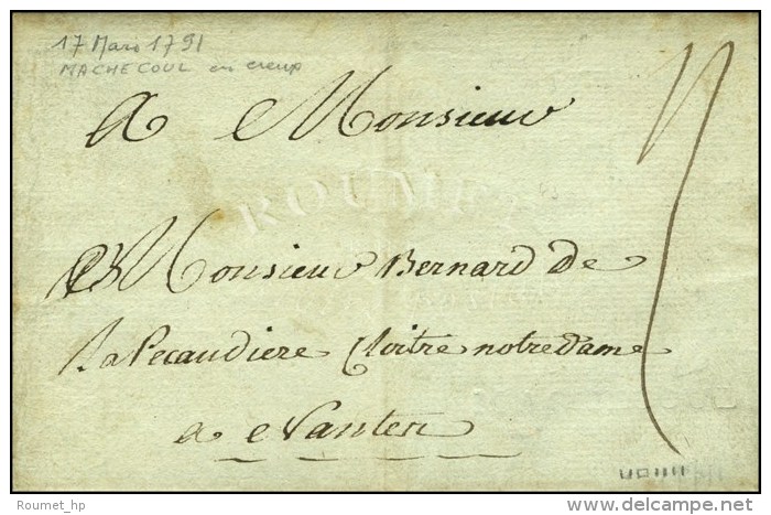 MACHECOUL (&agrave; Sec) (L. N&deg; 3) Sur Lettre Avec Texte Dat&eacute; 1791. - TB. - R. - 1701-1800: Vorläufer XVIII