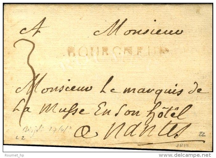 BOURGNEUF (L. N&deg;2) Sur Lettre Avec Texte Dat&eacute; Au Boisjoly Le 27 Avril. - TB. - R. - 1701-1800: Vorläufer XVIII