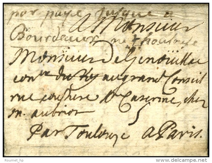 '' Port Pay&eacute; Jusqu'&agrave; Bordeaux Ou Toulouse '' Sur Lettre Avec Texte Pour Paris Dat&eacute; 1686. - TB.... - ....-1700: Précurseurs