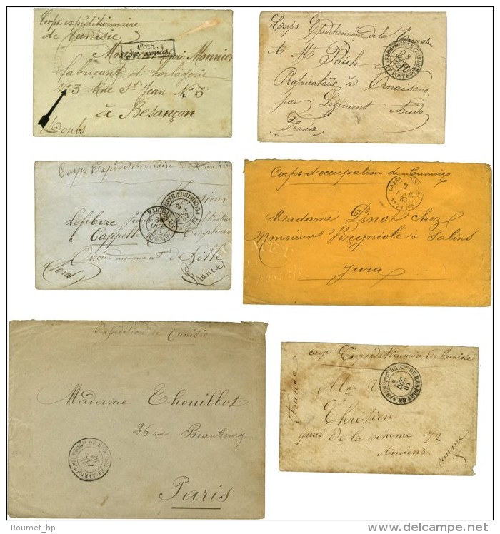 Lot De 6 Lettres Non Affranchies Du Corps Exp&eacute;ditionnaire De Tunisie. - TB. - Armeestempel (vor 1900)