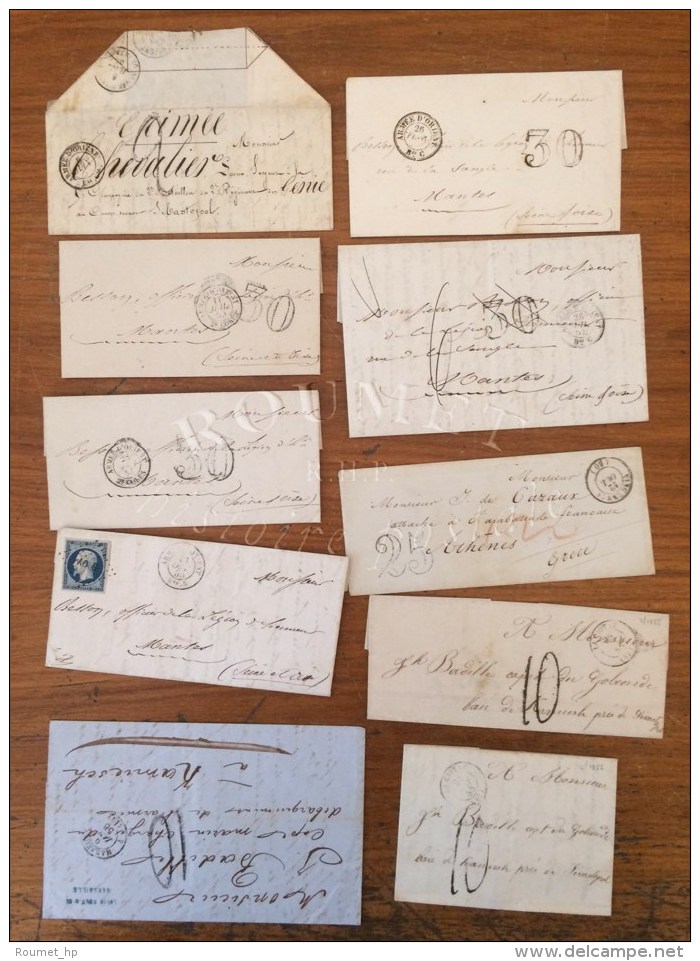 Lot De 9 Lettres Tax&eacute;es + 1 Affranchie De L'Arm&eacute;e D'Orient (toutes Avec Texte Dont Bau Cal, 2e CORPS,... - Army Postmarks (before 1900)
