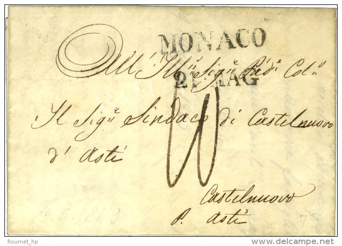 MONACO / APR Sur Lettre Avec Texte Dat&eacute; De Monaco Le 19 Maggio 1843. - TB / SUP. - Sonstige & Ohne Zuordnung