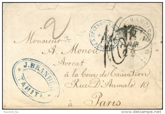 Lettre Double Port De Tahiti (Cachet Commercial Au Recto Et Au Verso) Achemin&eacute;e Jusqu'&agrave; San Francisco... - Sonstige & Ohne Zuordnung