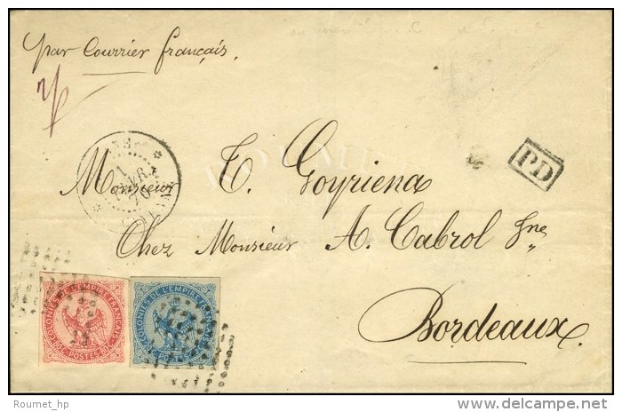 Losange / CG N&deg; 4 + 6 C&agrave;d GUYANE / CAYENNE Sur Lettre 2 Ports Pour La France. 1870. - TB / SUP. - R. - Andere & Zonder Classificatie