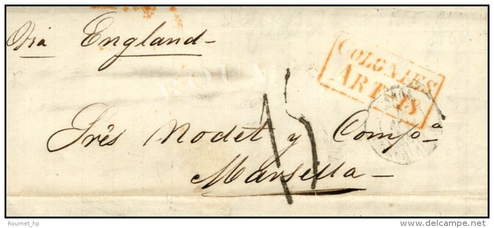 Lettre Avec Texte De Santa Cruz De Tenerife Le 21 Avril 1856 Pour La France, Taxe Tampon 15 Et Marque Postale... - Maritieme Post