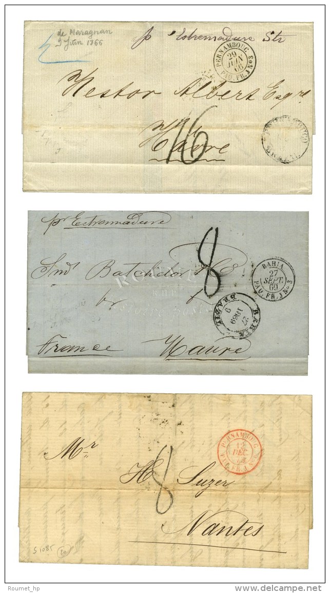 Lot De 3 Lettres Avec C&agrave;d De La Ligne J. - TB Et SUP. - Schiffspost