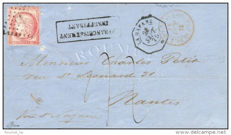 Ancre / N&deg; 57 C&agrave;d Octo LA HAVANE * Sur Lettre Insuffisamment Affranchie Pour Nantes Tax&eacute;e. 1875.... - Schiffspost