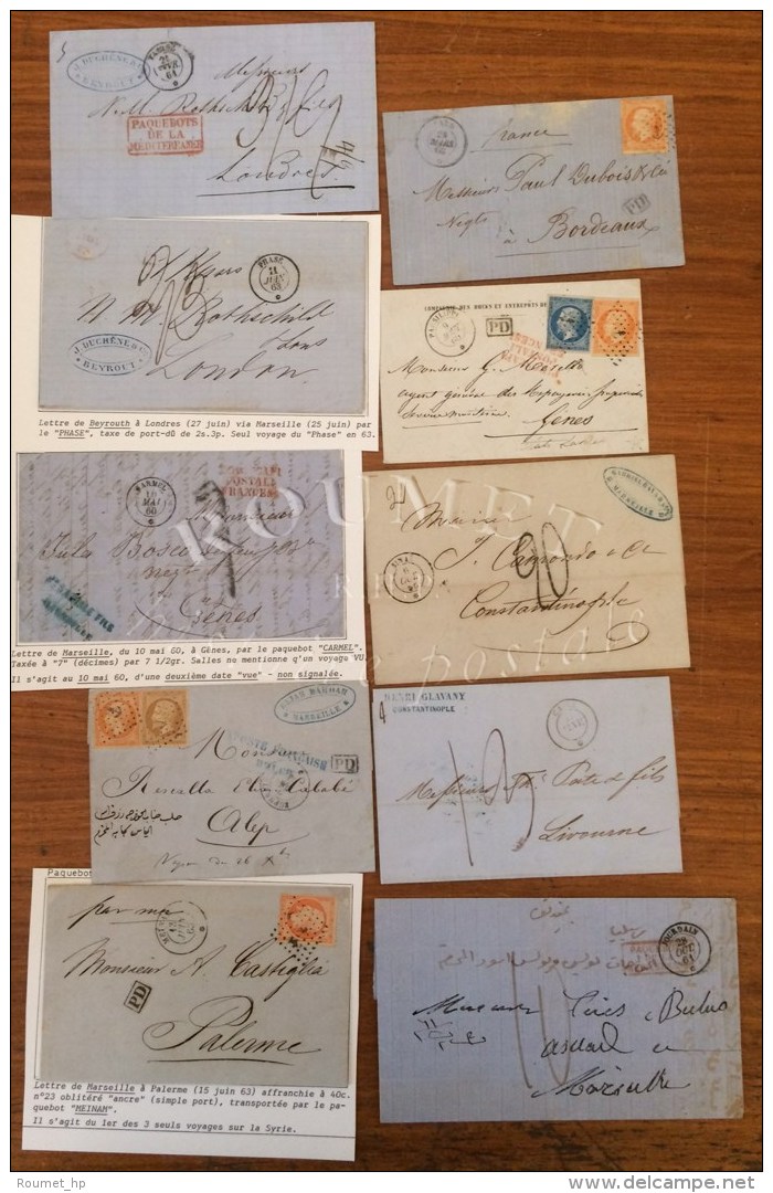 Lot De 10 Lettres (4 Affranchies) Avec Obl Des Paquebots De La M&eacute;diterrann&eacute;e Dont CAIRE *, EUPHRATE *... - Schiffspost