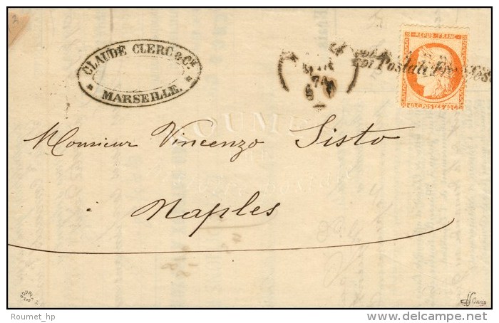 Griffe Coi Postali Francesi / N&deg; 38 Sur Lettre De Marseille Pour Naples. 1874. - TB. - R. - Schiffspost