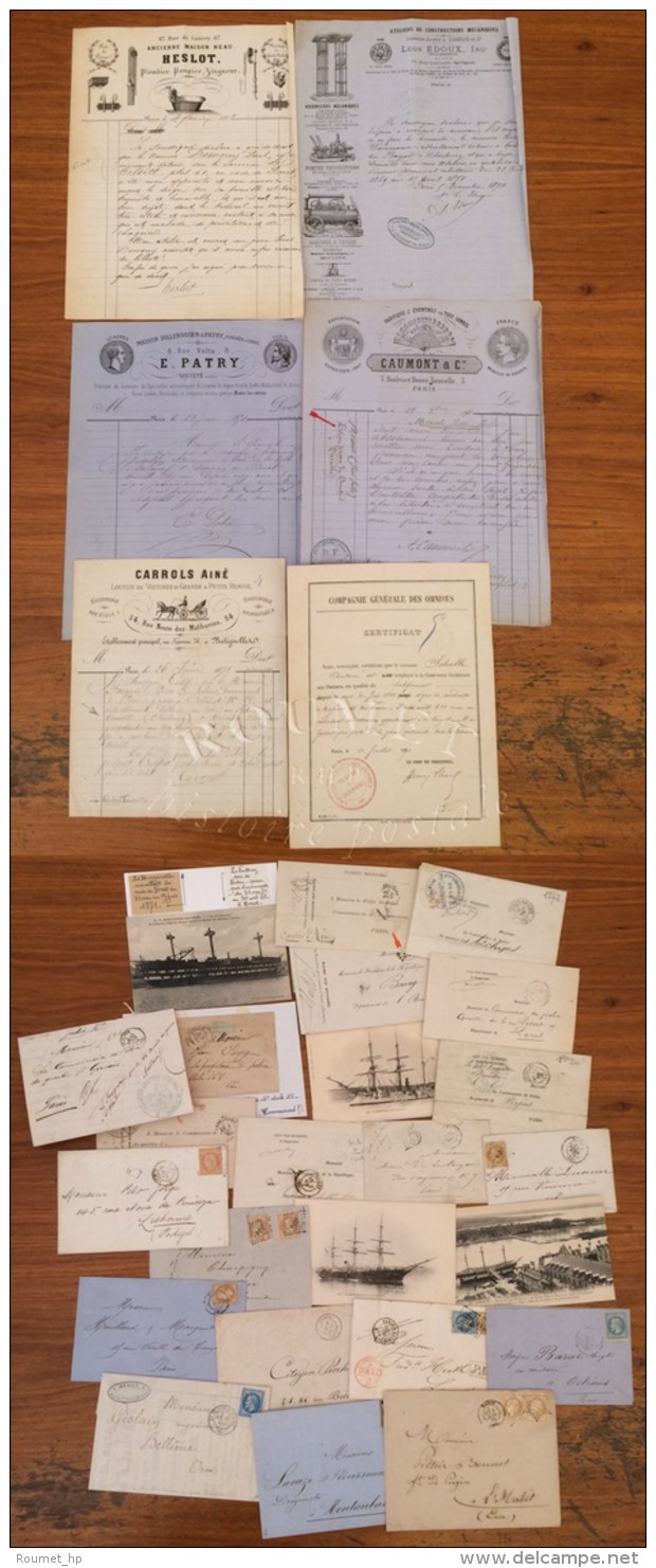 Lot De 27 Lettres + 11 Documents Sur La Commune De Paris Dont Lettres De Paris Pour Paris, Sorties Par Passeur,... - Krieg 1870