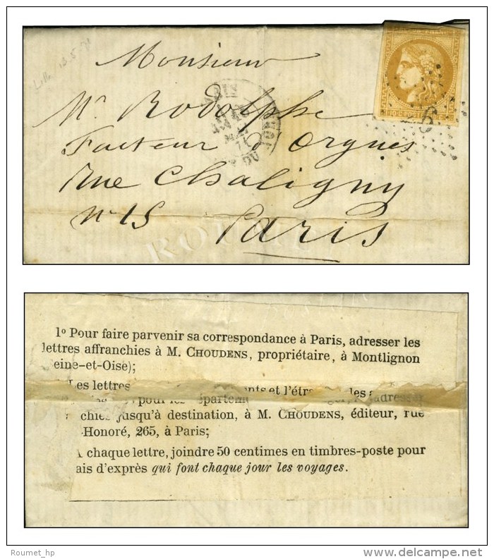 Lettre Non Affranchie Avec Texte Dat&eacute; De Lille Le 13 Mai 1871 Adress&eacute;e Sous Double Enveloppe &agrave;... - Krieg 1870