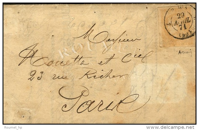 C&agrave;d De Rayon 7 PARIS 7 (60) 29 AVRIL 1871 (60) / N&deg; 43 (froissures) Sur Lettre Avec Texte Dat&eacute; De... - Oorlog 1870