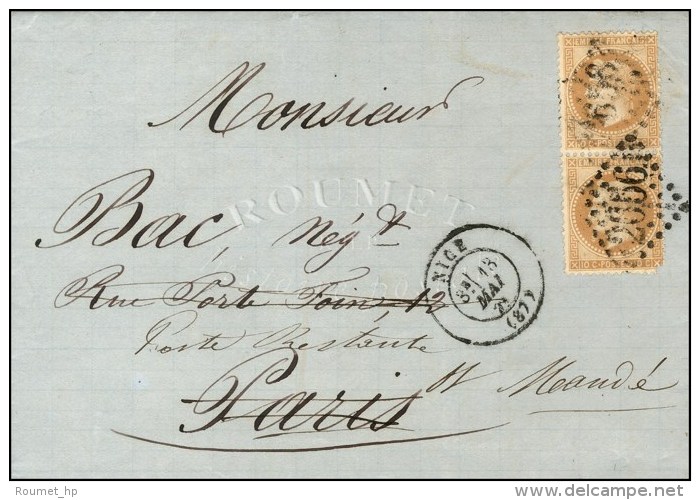 GC 2656 / N&deg; 28 (paire) C&agrave;d T 17 NICE (87) 18 MAI 71 Sur Lettre Adress&eacute;e Poste Restante &agrave;... - War 1870