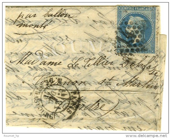 Etoile 14 / N&deg; 29 C&agrave;d PARIS / R. DE STRASBOURG 21 DEC. 70 Sur Lettre Adress&eacute;e &agrave; Tournon St... - War 1870