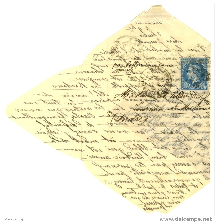 Etoile 14 / N&deg; 29 (l&eacute;ger Pli) C&agrave;d PARIS / R. DE STRASBOURG 4 NOV. 70 Sur Lettre Avec Bon Texte... - Guerre De 1870