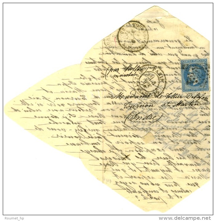 Etoile 14 / N&deg; 29 (l&eacute;ger Pli) C&agrave;d PARIS / R. DE STRASBOURG 3 NOV. 70 Sur Lettre Avec Bon Texte... - Oorlog 1870