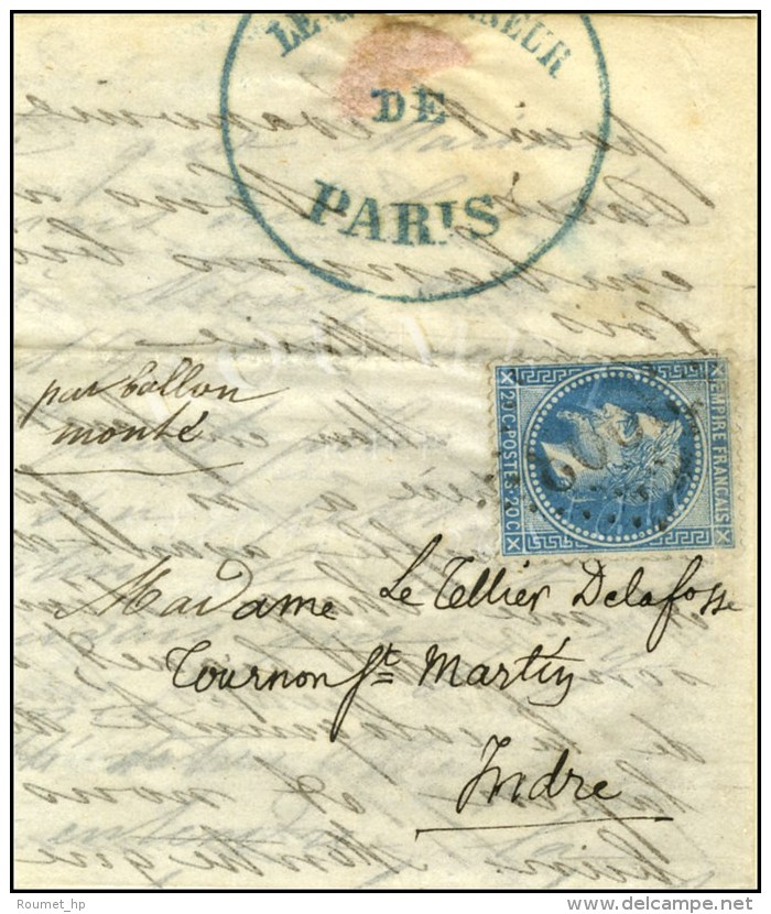 Lettre Avec Texte Dat&eacute; De Paris Le Dimanche 30 Octobre &agrave; 10h00 Du Matin Pour Tournon St Martin. GC... - Guerra Del 1870