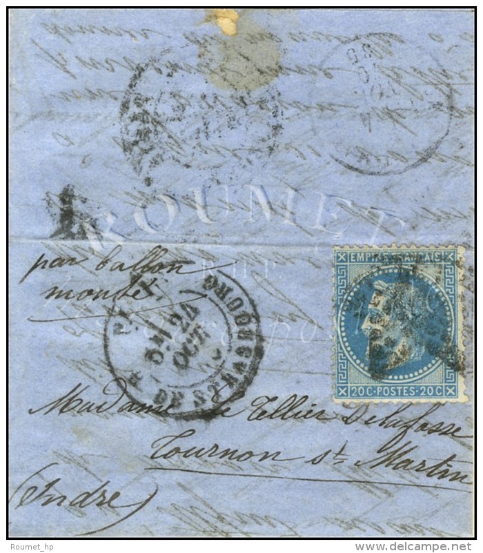 Etoile 14 / N&deg; 29 C&agrave;d PARIS / R. DE STRASBOURG 24 OCT. 70 Sur Lettre Adress&eacute;e &agrave; Tournon St... - War 1870