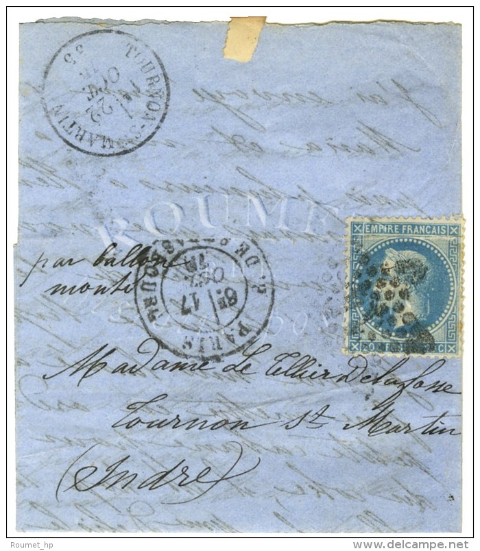 Etoile 14 / N&deg; 29 (l&eacute;ger Pli) C&agrave;d PARIS / R. DE STRASBOURG 17 OCT. 70 Sur Lettre Adress&eacute;e... - Oorlog 1870