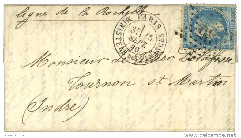 Etoile 35 / N&deg; 29 C&agrave;d PARIS / MINISTERE DES FINANCES 25 SEPT. 70 Sur Lettre Adress&eacute;e &agrave;... - Guerre De 1870