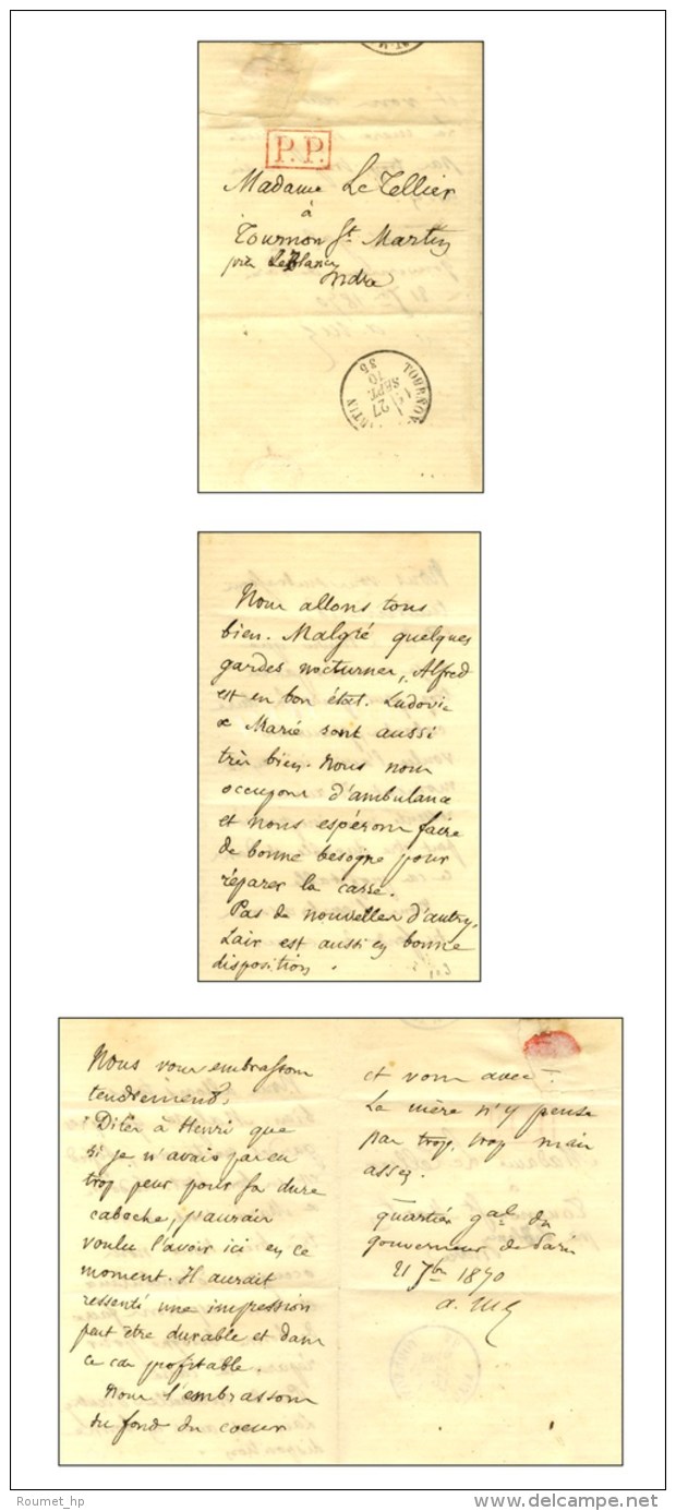 Lettre Avec Texte Dat&eacute; '' Quartier G&eacute;n&eacute;ral Du Gouverneur De Paris '' Le 21 Septembre 1870,... - War 1870