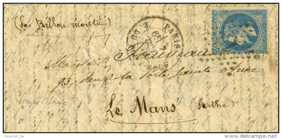 Etoile 17 / N&deg; 29 C&agrave;d PARIS / R. DU PONT NEUF 7 OCT. 70 Sur Lettre Pour Le Mans. C&agrave;d... - Krieg 1870