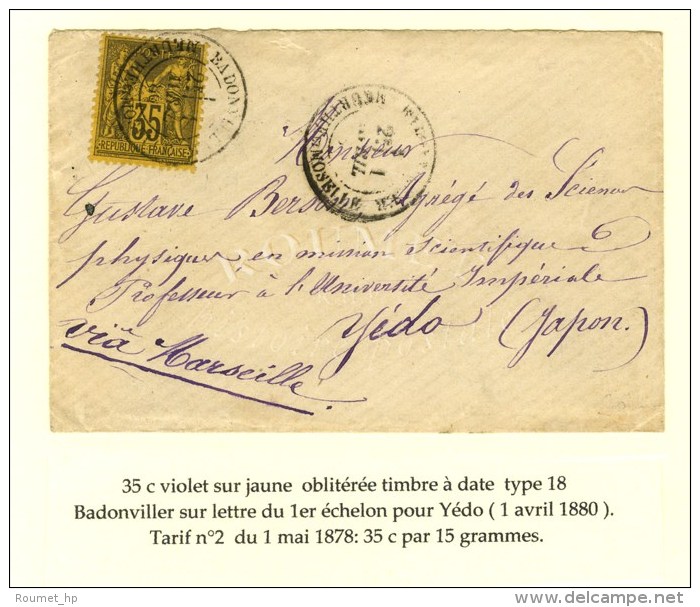 C&agrave;d BADONVILLER / MEURTHE ET MOSELLE / N&deg; 93 Sur Lettre Pour Yedo (Japon). 1880. - TB / SUP. - R. - Sonstige & Ohne Zuordnung