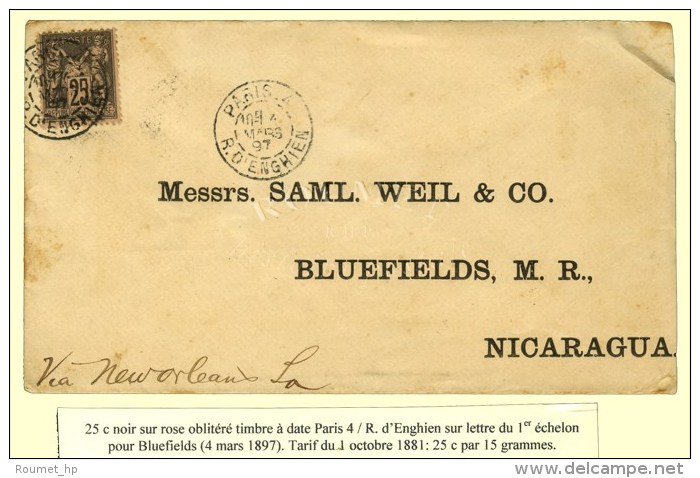 C&agrave;d PARIS 4 / R. D'ENGHIEN / N&deg; 97 Sur Lettre Pour Bluefields (Nicaragua). 1897. - TB / SUP. - R. - Andere & Zonder Classificatie